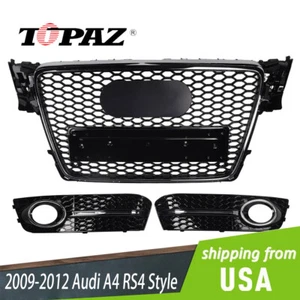 Honeycomb Front Grille Fog Light Bezel Assembly For 09-12 Audi A4 B8 RS4 Style - Picture 1 of 11