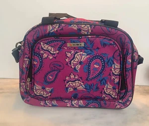 TAG LUGGAGE Laptop Travel Tote WOMENS Purple Paisley Zipper Bag Shoulder Strap - Picture 1 of 9