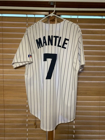 Mickey Mantle Vintage Russell Athletics New York Yankees Jersey Medium Pinstripe Cover