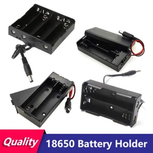 2 3 4x 18650 Battery Holder OPen/Enclosed Cell Case Box With DC Plug Wire Switch - Picture 1 of 14