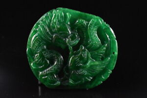 F6970: Japanese Stone jade/jewels Bat STATUE sculpture Ornament Figurines