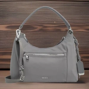 AUTH NWT $350 TUMI Voyageur Adelaide Nylon Top Handle Crossbody Bag In Fog - Picture 1 of 23