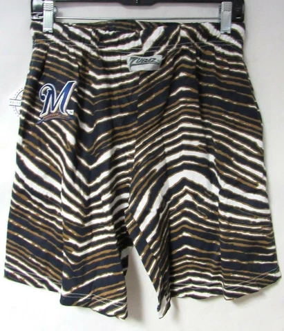 Zubaz Milwaukee Brewers Mens Size S M L XL or 2XL Zebra Print Shorts C1 1177 Cover