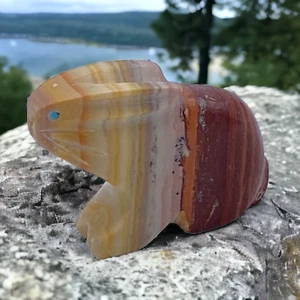 Zuni Hase Kaninchen von Tony Mackel signiert Marmorfelsen geschnitzt kleine Figur - Bild 1 von 9
