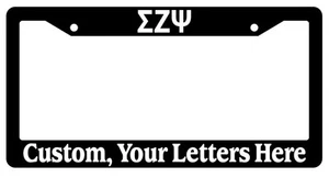 Black License Plate Frame Nu Mu Beta Alpha Kappa Gamma Chi Custom Greek Letters - Picture 1 of 1