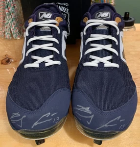 Auténtico Ronald Acuña Jr. 2018 Botines New Balance usados por jugadores firmados por novato - Imagen 1 de 8