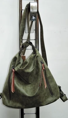 STYLISHER 2 IN 1 RUCKSACK TASCHE BAG UMHÄNGETASCHE OLIV GRÜN BRAUN - Bild 1 von 4