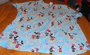 DISNEY "MICKEY & MINNIE MOUSE LOVE, HEARTS" S/S V-NECK SCRUB TOP WOMENS SZ 3XL - Picture 1 of 6