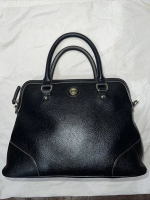 Cartera Liz Claibourne Vintage Años 90 Cuero Negro Asa Superior Tono Dorado Herrajes Foto 1 de 4