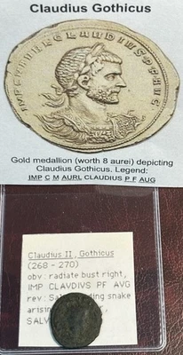 Scarce Roman Empire Claudius II, Gothicus 268-270 Feeding Snake from Altar. CR06 - Image 1 of 4