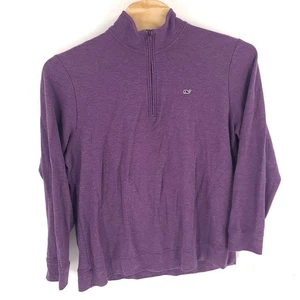 Vineyard Vines Sweater Mens Extra Large Purple Quarter Zip Whale Pima Cotton - Picture 1 of 10
