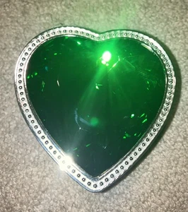 Lori Greiner Heart Silver Safekeeper Anti-Tarnish Jewelry Green Stone Top - Picture 1 of 6