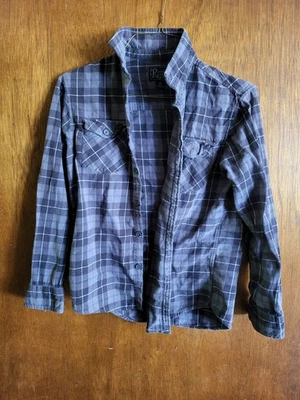 Retrofit Mens Flannel Long Sleeve Gray Black Plaid Button Up Shirt Sz M - Image 1 of 3