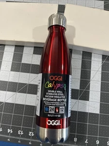 OGGI Calypso Getränkeflasche rot doppelwandig Schraubverschluss Edelstahl 17 Unzen - Neu - Bild 1 von 7