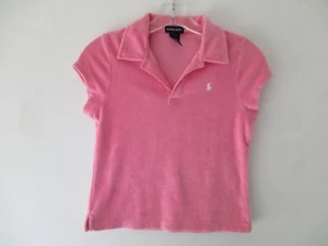 Ralph Lauren Girl's Size Large Cotton Short Sleeve Solid Pink Polo Shirt - Picture 1 of 12