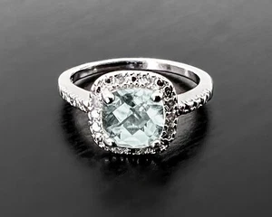 Victoria Townsend DBJ Solid 925 Sterling Silver Diamond Green Amethyst Ring s7 - Picture 1 of 7