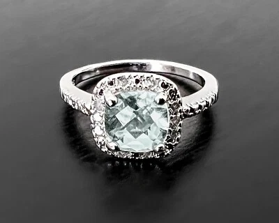 Victoria Townsend DBJ Solid 925 Sterling Silver Diamond Green Amethyst Ring s7 - Image 1 of 4