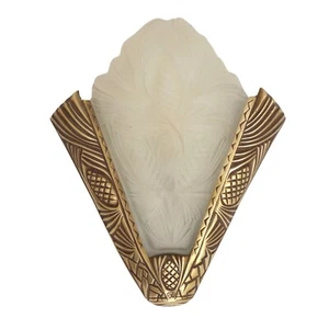 Große franz. Art Deco Wandlampe Entw. Sabino "PARIS STARLIGHT" Bronze Messing - Bild 1 von 10