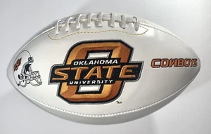 Autógrafo de fútbol americano de los vaqueros del estado de Oklahoma bola blanco panel nuevo - Imagen 1 de 12