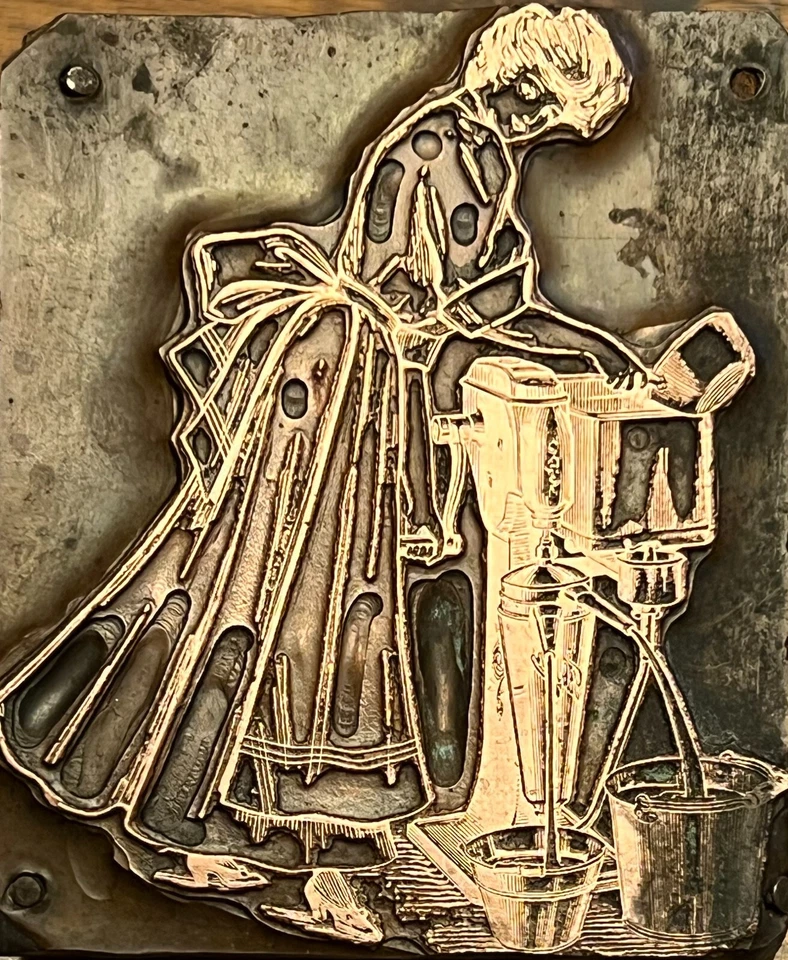 Antique Cream Seperator Hand Crank Dairy Letterpress Print Block Brass Ornate - Image 1 of 1