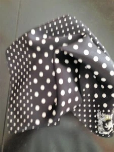 14" 100% silk black and white Churchill Polka pocket square-B4 - Picture 1 of 3