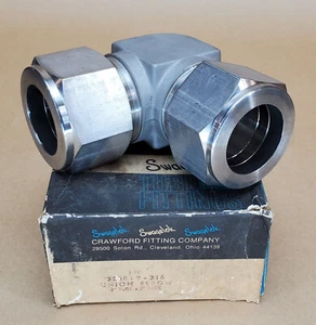 Swagelok 2" Tube OD 90° ELBOW CONNECTOR 316 Stainless Steel SS-3200-9 - Picture 1 of 5
