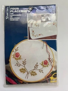 Vogart Crafts Roses Four Placemats Embroidery or Ballpoint Painting 8728J New - Picture 1 of 3