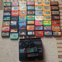 SHARP AN-505B Twin Famicom Black Console & Nintendo Famicom 49 Game Soft Set