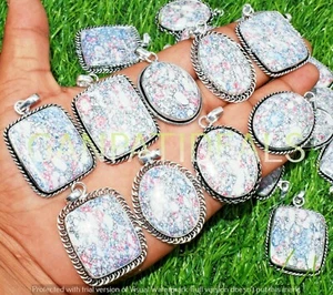 Wholesale !! 5pcs White Turquoise Gemstone Pendant 925 Silver Plated Jewelry Lot - Picture 1 of 5
