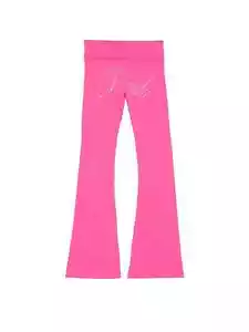 VICTORIA'S SECRET PINK LIMITED EDITION CARMINE ROSE BLING FLARE LEGGINGS LARGE - Picture 1 of 5