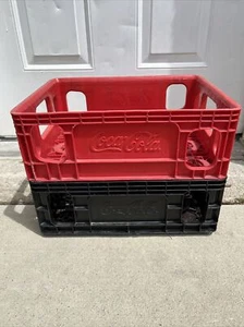 Coke Brand (2) Red & Black 1 Liter Coke Coca Cola Plastic Crates 15" 🔥 OBO - Picture 1 of 7