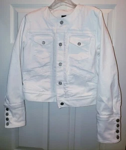 Gap Kids Girls White Denim Jacket Medium kids Military sleeve look - Picture 1 of 6