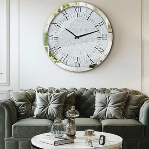 Luxury Crushed Diamond Wall Mounted Clock Home Office Living Room Entryway Decor - Picture 1 of 12