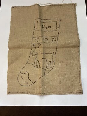 Rug Hooking Burlap Pattern Christmas stocking  22" x 17" - Image 1 of 4