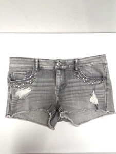 Express Jeans Womens Booty Shorts Distressed Rhinestones Light Wash Read Details - Picture 1 of 10