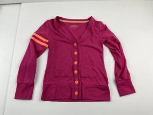 Justice Girls Pink Button Down Long Sleeve Shirt Size 6 Orange Buttons - Picture 1 of 4