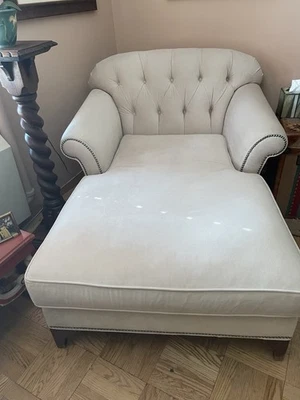 Arhaus Cream Colored Classic Chaise Lounge It Is Made of Microfiber. Great Cond - Image 1 of 4