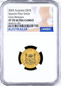 2025 Pillar 1/4oz 9999 GOLD NGC PF70 $25 Coin 225 ANN AUSTRALIAN PROCLAMATION E - Picture 1 of 4