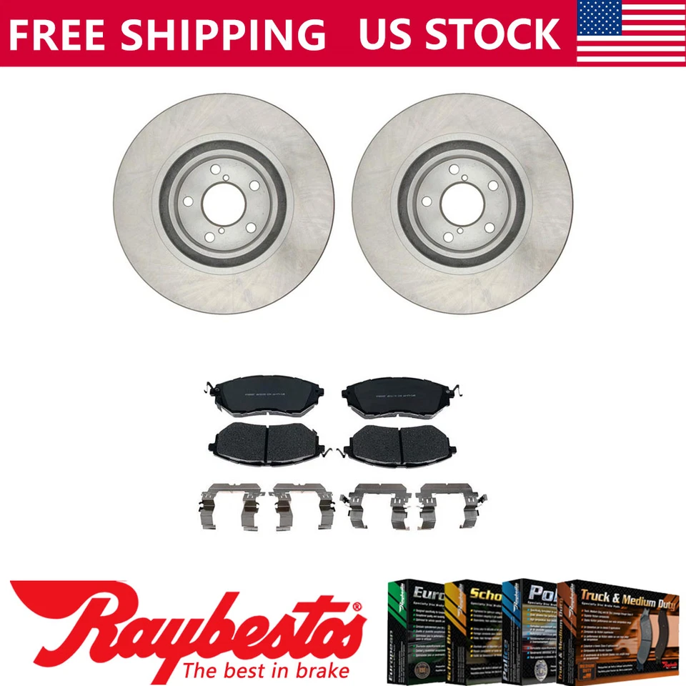 Kit de rotores de freno delanteros + pastillas de cerámica y herrajes para Subaru Legacy 2006-2013 Foto 1 de 4