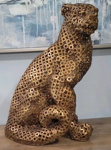 Large Welded Steel Washers Leopard Cheetah Statue Unusual - Picture 1 of 10