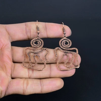 Pendiente de diseño piedras preciosas envoltura de alambre de cobre joyería hecha a mano para Acción de Gracias Foto 1 de 4