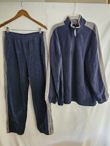 Champs Sweats Mens Fleece Tracksuit Set 2XL Pullover Top & Large Pants Navy Gray - Picture 1 of 9