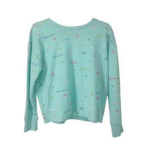 NEW Champion Girls Aquamarine Crew Neck Long Sleeve Sweatshirt Sz XL - Picture 1 of 8