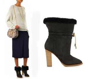 CHLOE ANKLE BOOTS DRAWSTRING SHEEPSKIN FOLD OVER BOOTIES $1,270 sz 40 9.5 - Picture 1 of 16