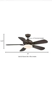 Benson 44 in. LED Espresso Bronze Ceiling Fan with Light and Remote Control - Picture 1 of 6