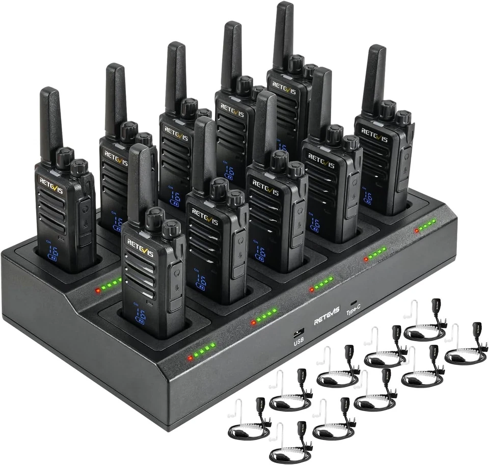 Retevis RT668H PMR446 Walkie Talkies 10 Pack Black Hidden Display USB-C 10-Way - Image 1 of 4