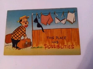Vintage Verkäufer Humor Leinen Postkarte "Dieser Ort hat Möglichkeiten" - Bild 1 von 2