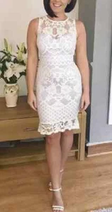 Lipsy Bodycon Dress 12 Blue White Lace Cornflower Party Wedding Occasion Summer - Picture 1 of 12