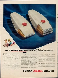 1945 Schick Electric Shaver Men Hygiene Vintage Old Print Ad Smooth Shaving Back - Picture 1 of 8
