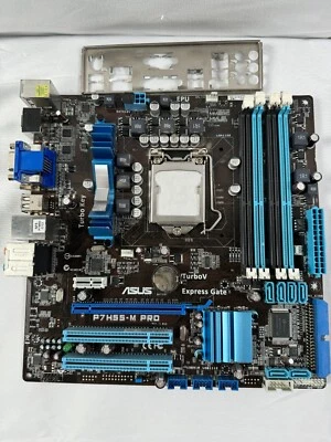 Placa madre Asus P7H55-M PRO LGA 1156 DDR3 MicroATX con protector de E/S; probada Foto 1 de 4